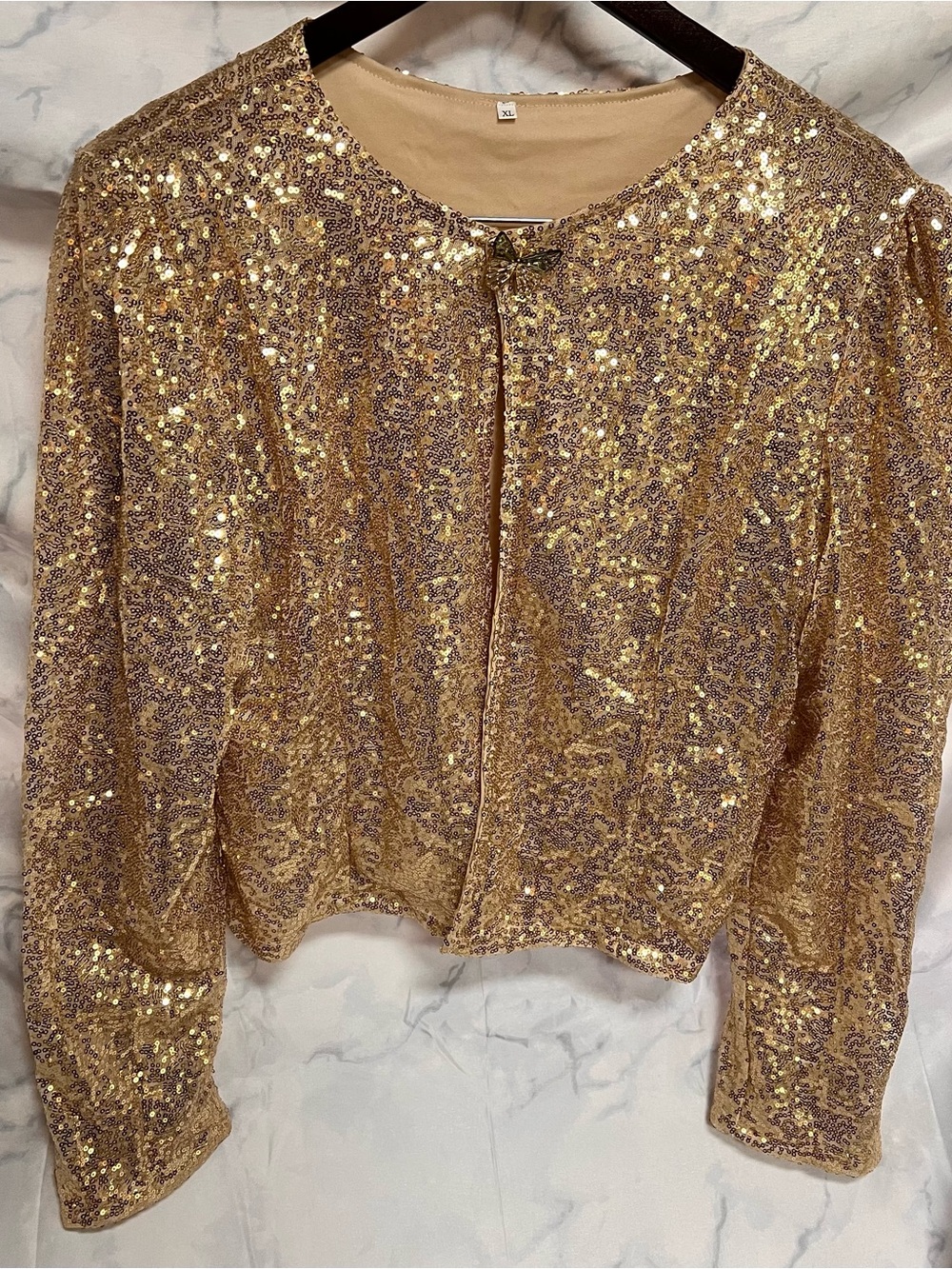 NEW Gold Sequin Long-Sleeve Women's Wrap Size XL